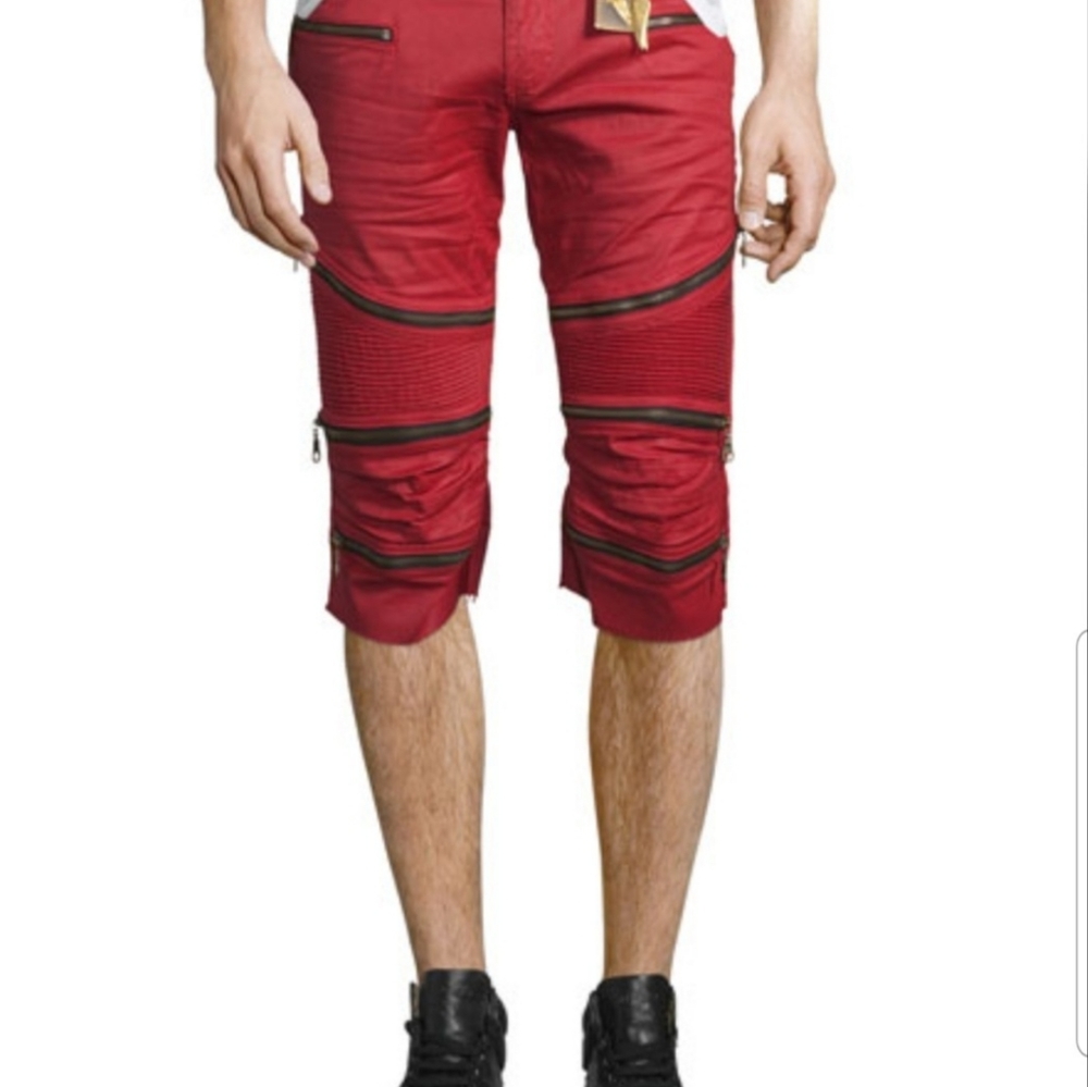 Robin's Jean "The Show" red moto shorts